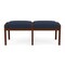 Lesro Lenox Wood 2 Seat Bench Wood Frame, Walnut, RF Blueberry Upholstery LW2001 - alternate 1